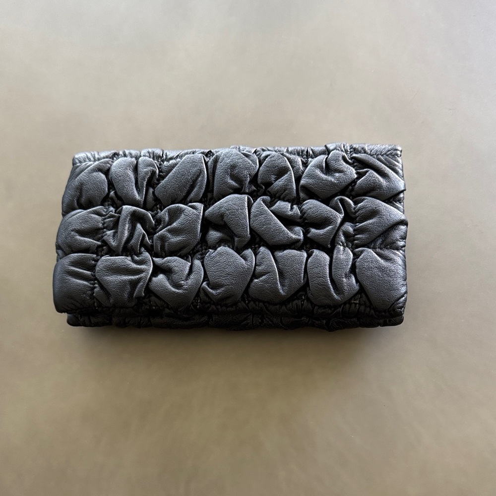 Chic Black Gathered Evening Clutch